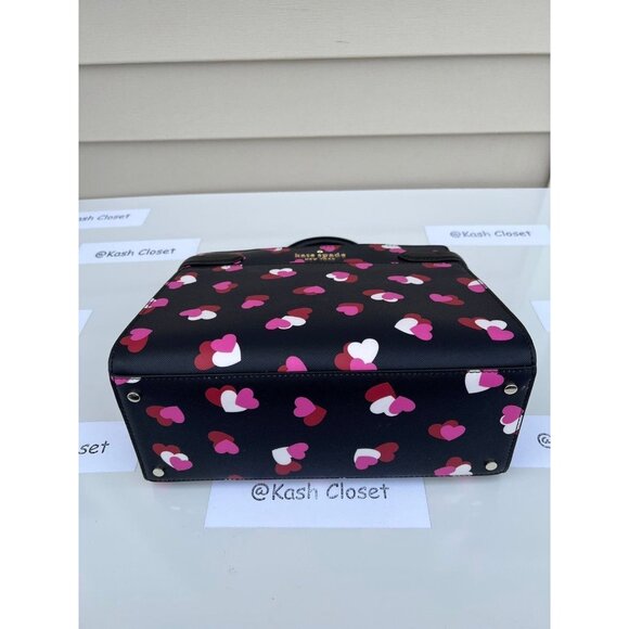 Kate Spade Satchel Staci Medium Satchel Heart Print Black Multi - Picture 8 of 12
